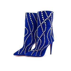 NEW Christian Louboutin Astrilarge Booty Pika 100 Spiked Pointed Toe Boots 38